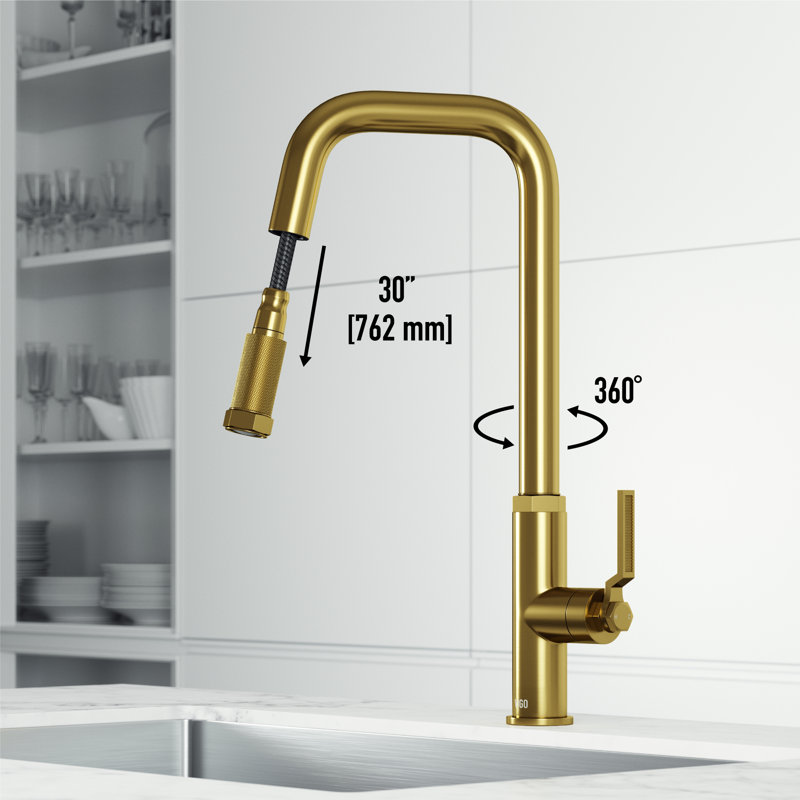 Hart 18 H 1-handle Pull-Down Kitchen Faucet, Matte Brushed Gold