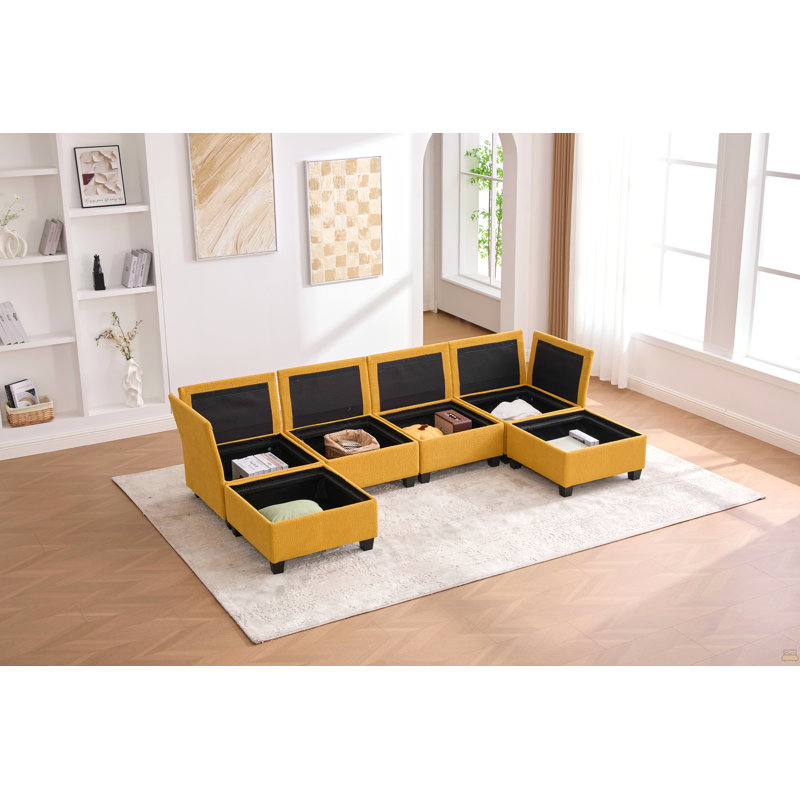 Canapé modulaire modulaire: Canapés modulaires convertibles à 6 places avec méridienne, canapé modulaire surdimensionné en U