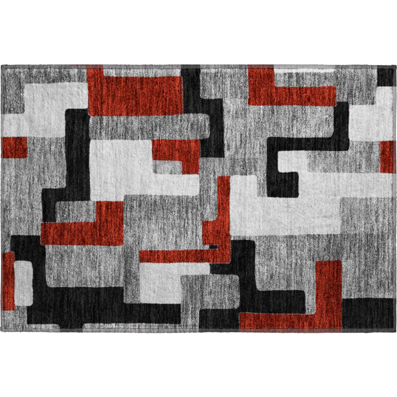 Premium Machine Washable Prisco Gray Rug, Rectangle 1'8" x 2'6"