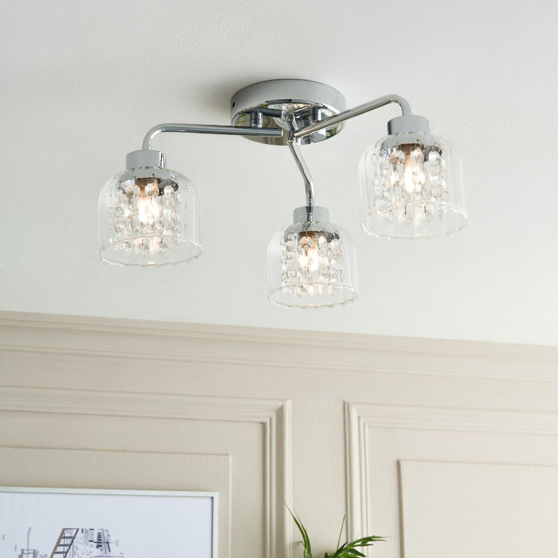 Glass Semi Flush Mount, 3 Lights