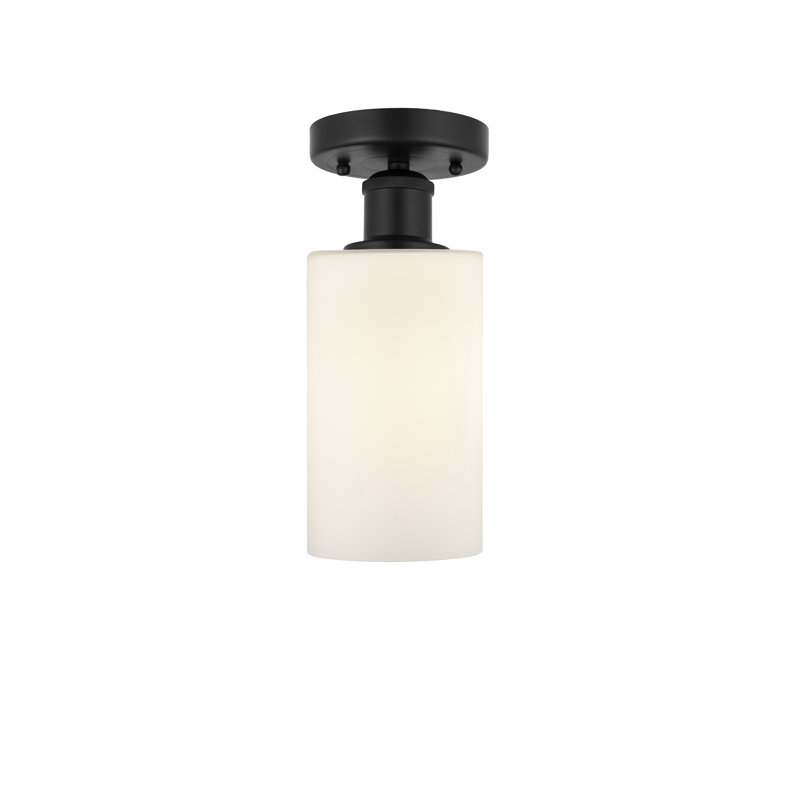 Caldello Glass Semi Flush Mount, Matte Black, Matte White