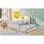 Lit plateforme double avec tête de lit à DEL avec rangement, lit gigogne simple et 3 tiroirs, blanc