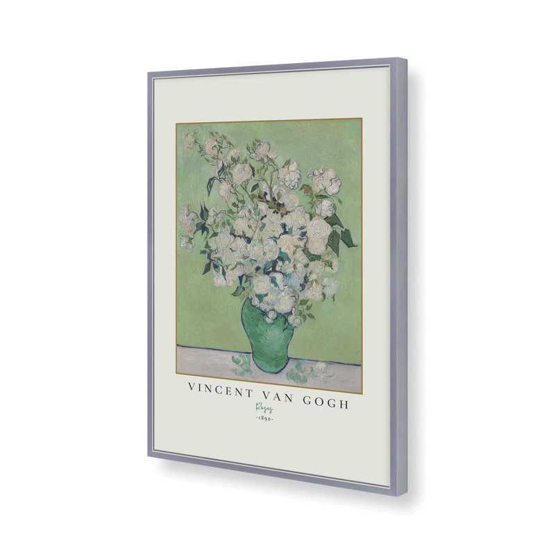 Van Gogh's Roses, reproduction de 1890, H 25,25 po x l 19,25 po x P 1,25 po, Reproduction encadrée sans passe-partout 1