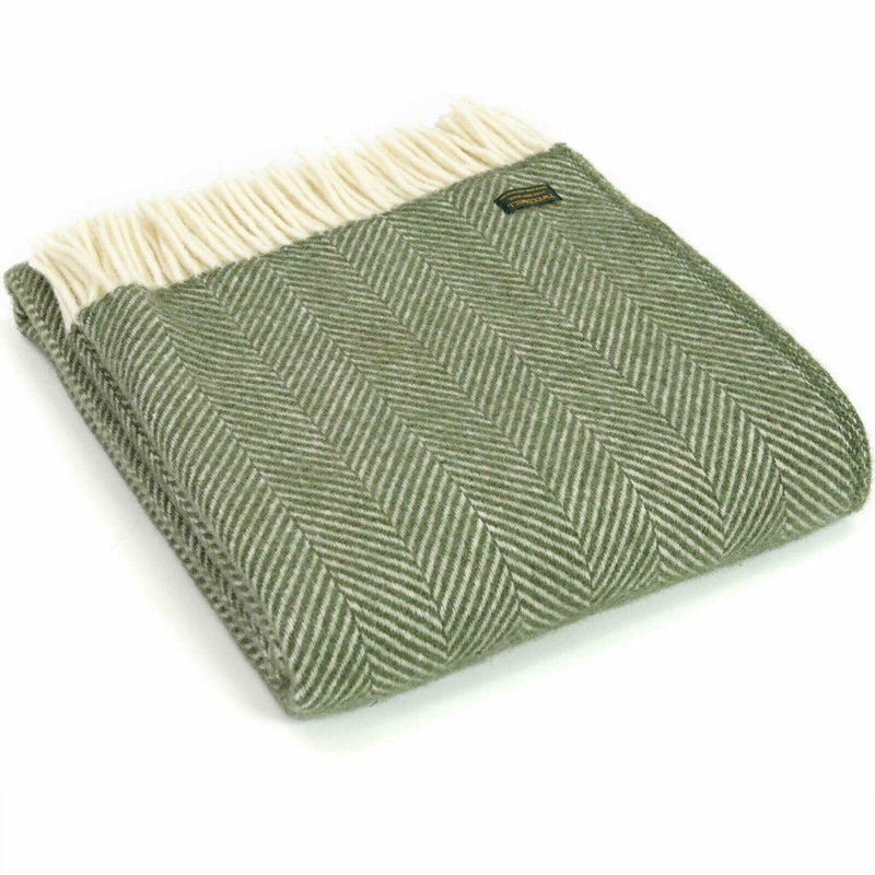 100% Pure New Wool Throws, Olive