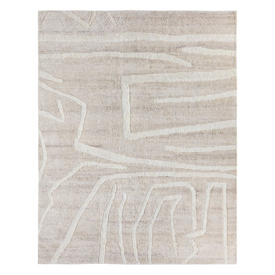Tapis crème / brun clair noué à la main Kern Madaya