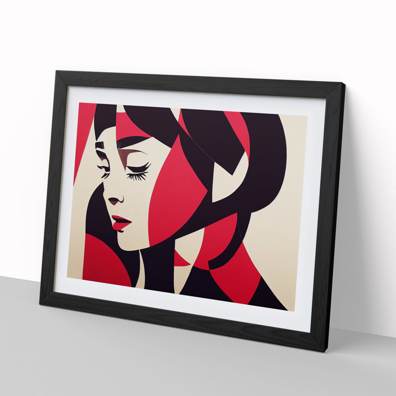 XH1022-10293X Woman Modern Art Vol.3 Abstract - Single Picture Frame Print, 46cm H x 64cm W x 2cm D, Black Framed