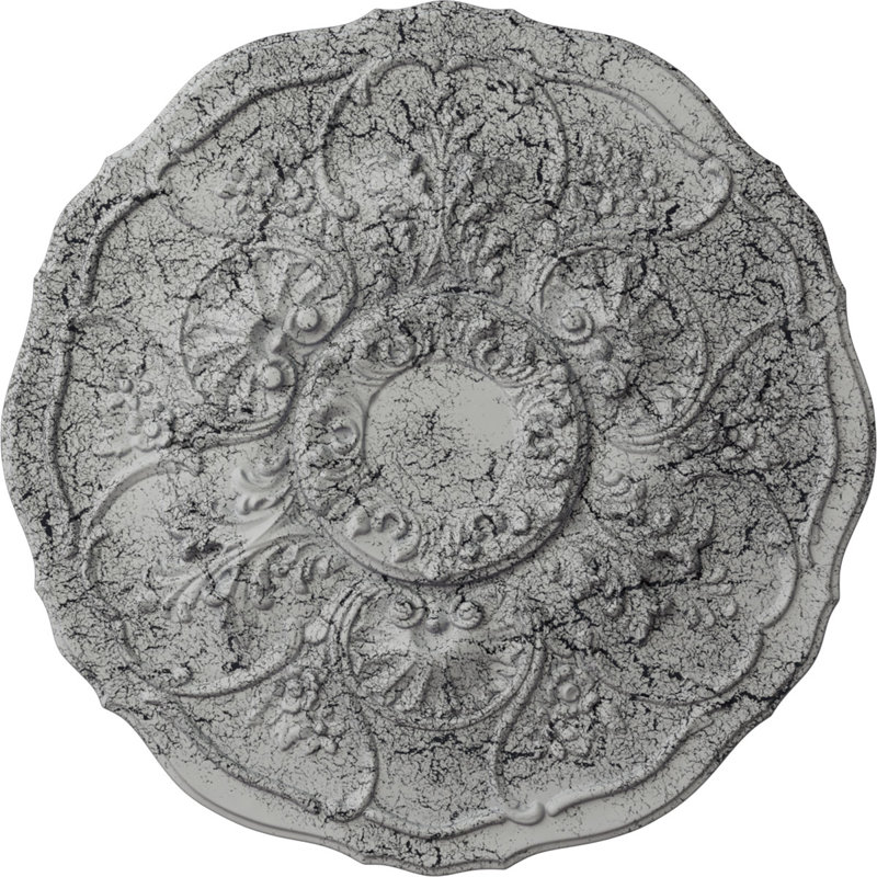 Médaillon de plafond 22 1/2 po x P 1 1/2 po Cornelia (convient aux auvents jusqu'à 4 po), Blanc craquelé ultra pur