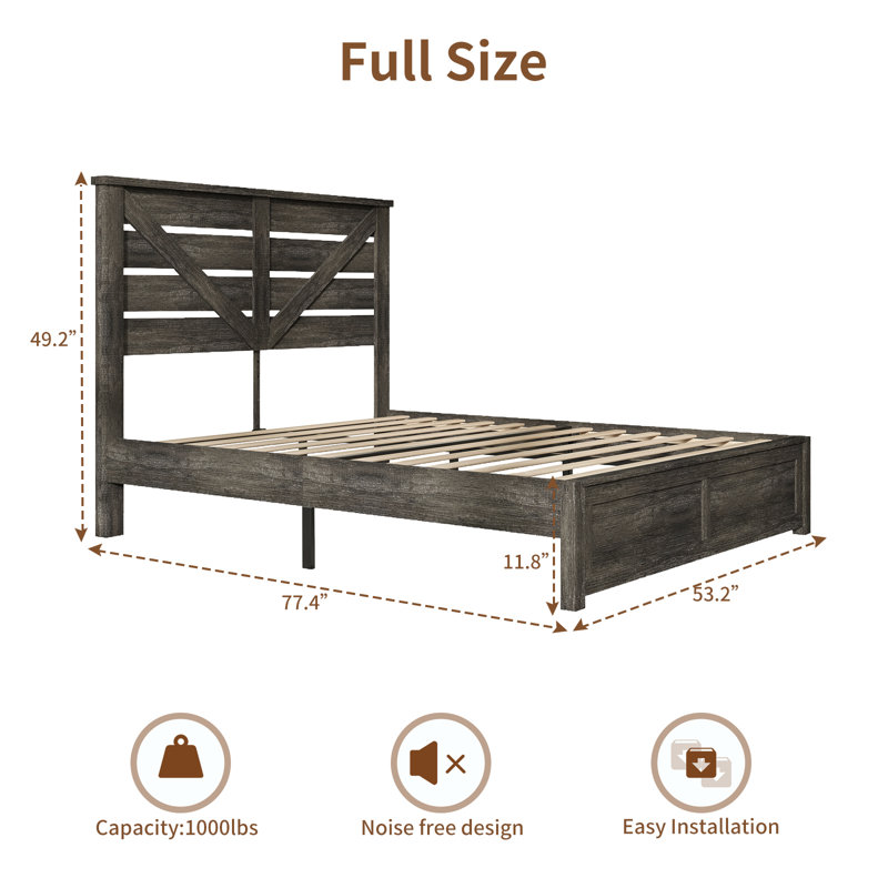 Devaya Panel Bed, Grey, Full