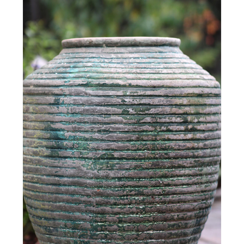 Vase à vin ancien extra large en grès, pot de fleurs en argile - Intérieur/Extérieur, Vert-de-gris