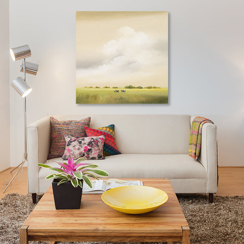 « vaches ii », impression sur toile, H 12 po x l 12 po x P 1,5 po, Pas de tapis, Toile tendue