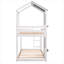 Lit superposé simple au-dessus d'un lit simple en bois avec toit-935296171