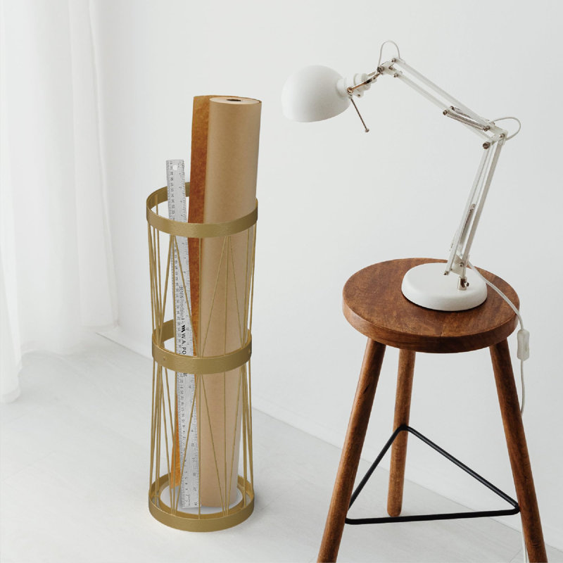 Free Standing Umbrella Holder Bin, Gold