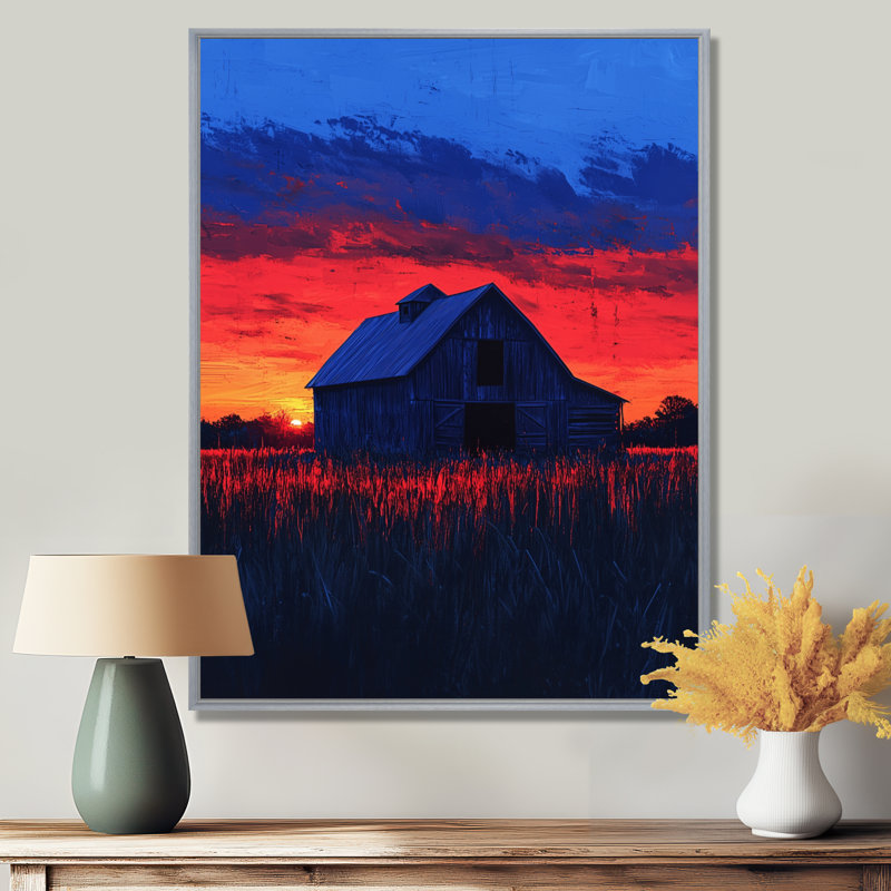 Dobrin - Décoration murale ferme, H 20 po x l 12 po, Impression encadrée flottante, Argent argent