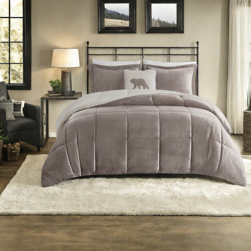 Cozy Plush Sherpa Bedding Sets Full Queen, Modern Rustic Home Comfort