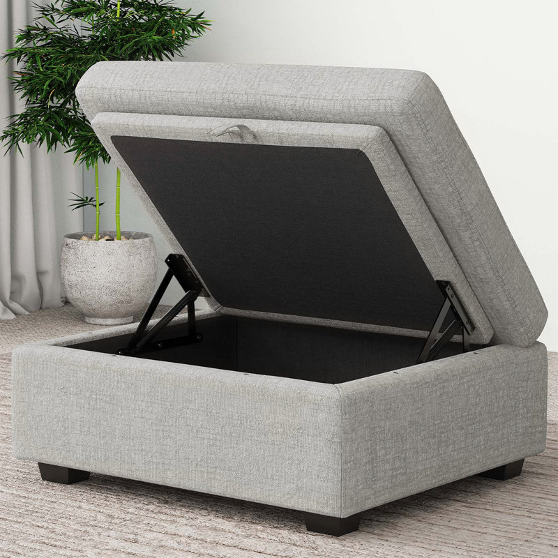 Hymes 29.9'' Wide Chenille Storage Ottoman, Gray