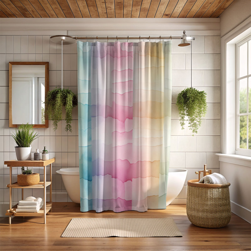 Rideau de douche 1 pièce Gentle Transition, H 74 po x l 71 po