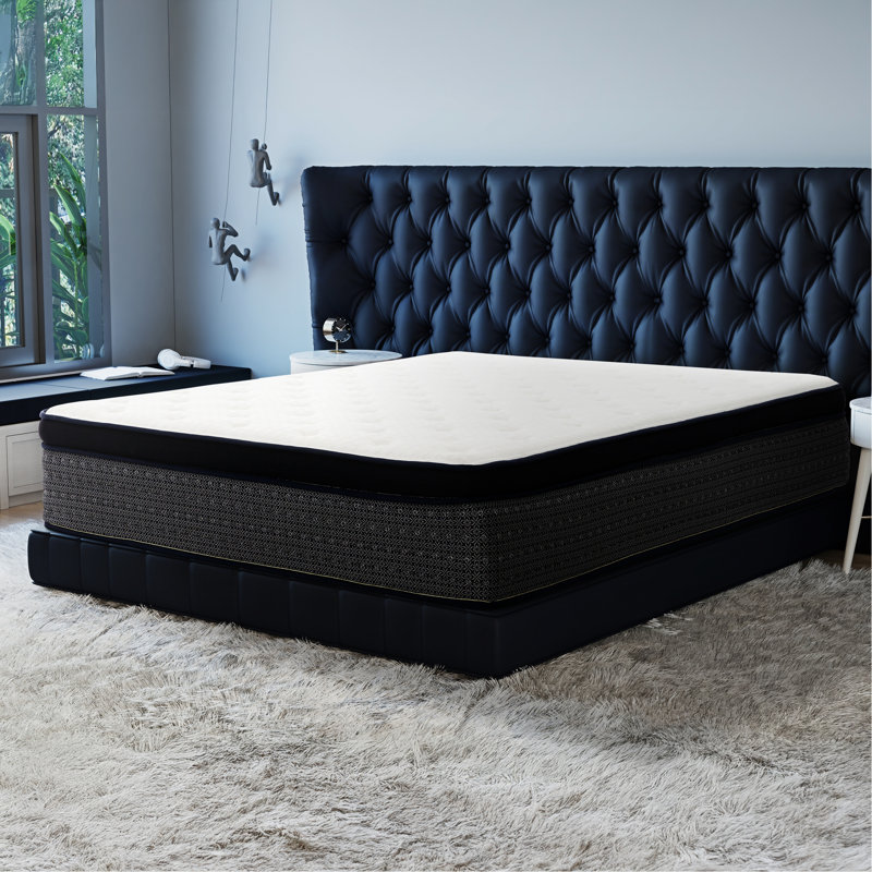 Matelas à plateau-coussin 14 po pour très grand lit, housse de glace, mousse viscoélastique imprégnée de gel et support de bord - ajout de chambre à coucher glamour ultra moderne