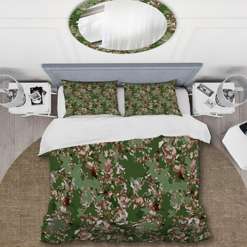 Ensemble de housse de couette en microfibre brun / vert 3 pièces