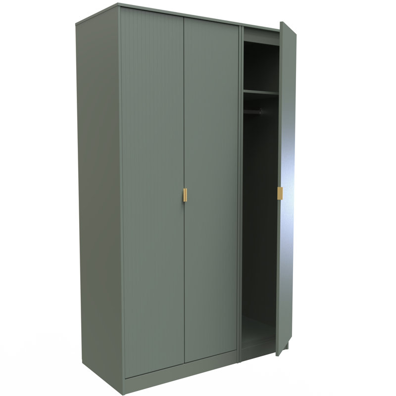Fully Assembled Hong Kong 2 Door Wardrobe, 198cm H x 116cm W x 53cm D, Stripped Green