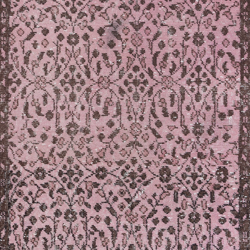 3.5x6.5 Ft Light Pink Handmade Turkish Small Rug, Floral Pattern Floor Covering