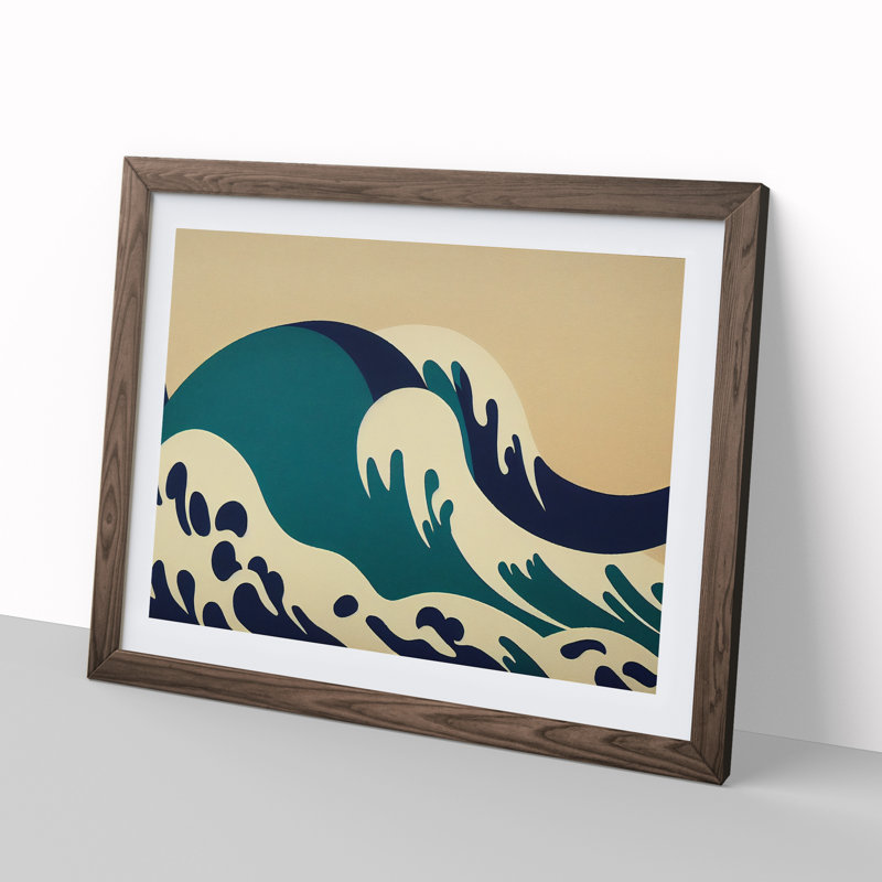 Abstract Japanese Wave Vol.2 - Framed Print, 46cm H x 64cm W x 2cm D, Walnut