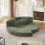 Canapé-lit semi-circulaire 78,5 pouces en velours côtelé 2-en-1 78 pouces, fauteuil inclinable design avec coussin pour le cou et cinq coussins décoratifs dans le salon-1975288988