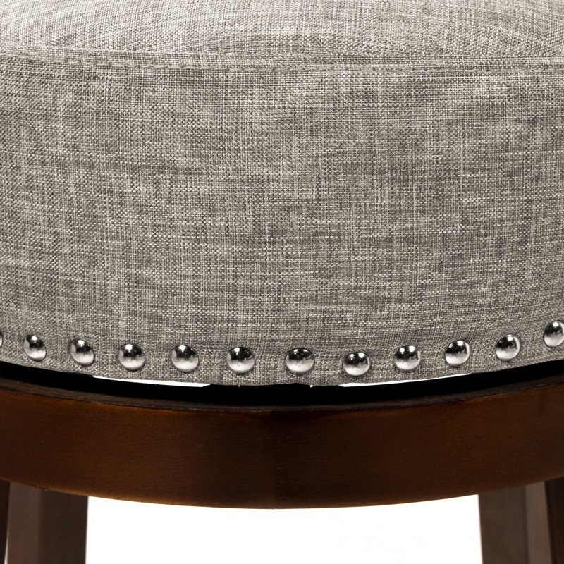 Norden Swivel Upholstered Counter Stool with Solid Wood Frame, Light grey, Counter Stool (25" Seat Height)