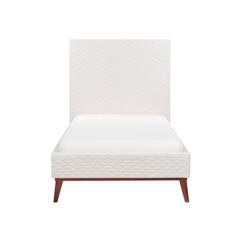 Adamira Upholstered Velvet Bed, European Single (90 x 200cm), Brown/White