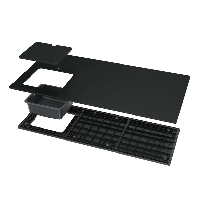 Cuisine d'extérieur compacte Keter Signature Collection avec évier intégré, espace de préparation pour la cuisson ou le barbecue et rangement pour accessoires, couleur pin.