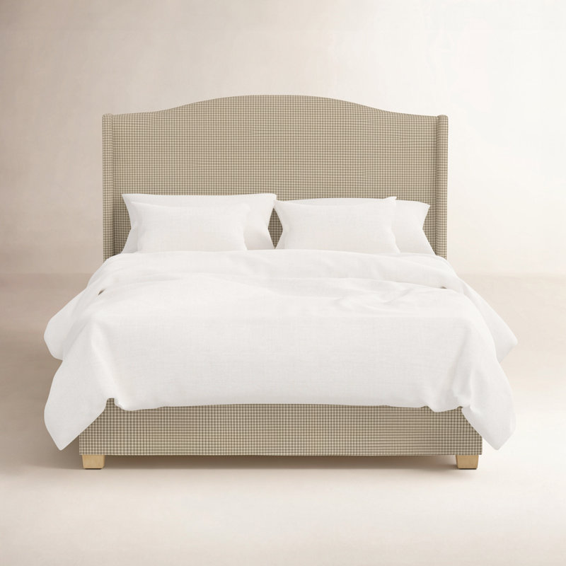 Upholstered Wingback Bed, California King, Burlap