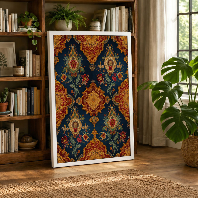 Persian Jewel Lattice Eclectic - Wrapped Canvas, 24x16 - 61.0 x 40.6 cm, Terracotta Border