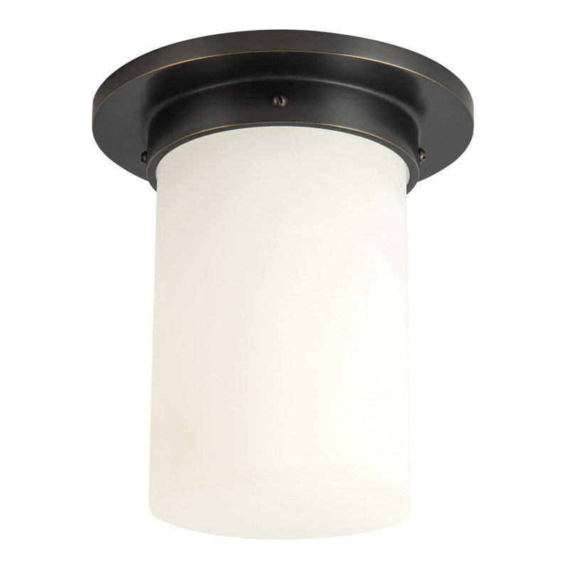 Mineral 8-in Brass Flush Mount, Alabaster, Oil Rubbed Bronze