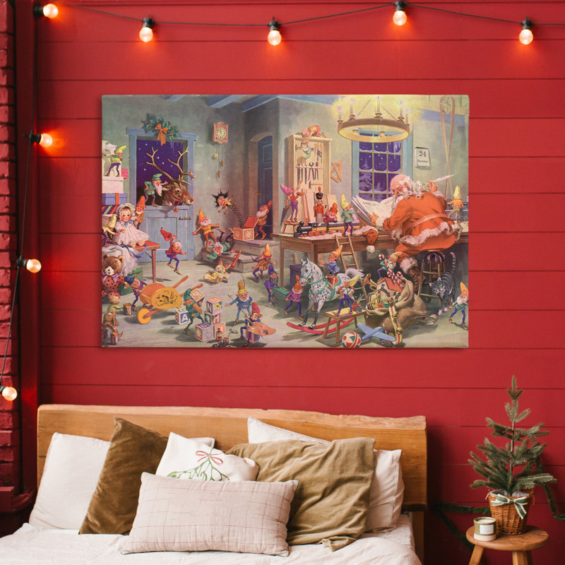 Santa's Elves Antique, toile par Vintage Hustle, H 30 po x l 45 po