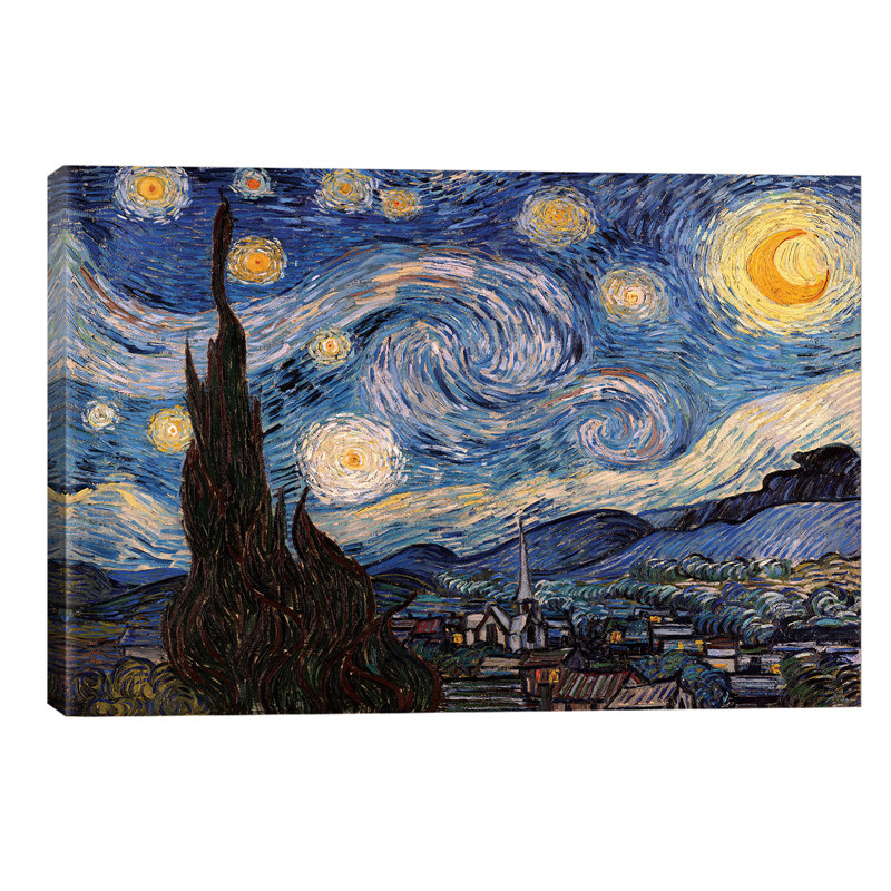 The Starry Night by Vincent Van Gogh - Print on Canvas, 66.04 cm H x 45.72 cm W x 1.91 cm D, Wrapped Canvas