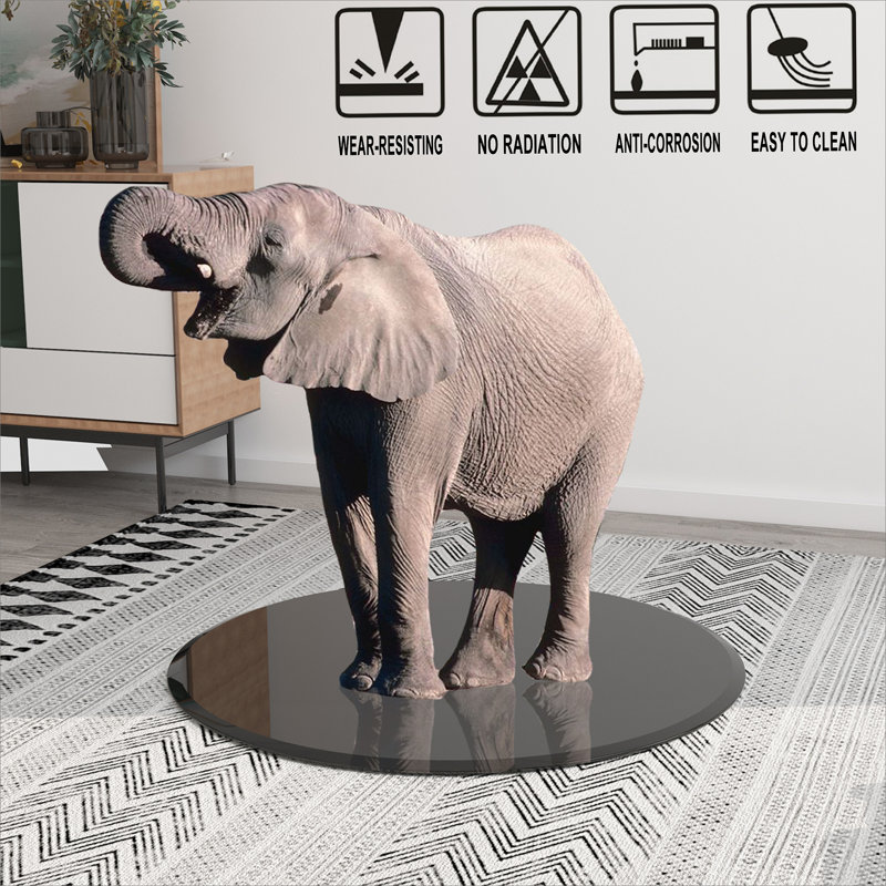Plateau de table rond en verre trempé de 24 po, verre noir, bord biseauté épais de 1/2 po d'épaisseur