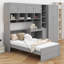All-in-One Wooden Platform Bed with Desk, Wardrobe, Cabinets & Storage Shelves-1061059673