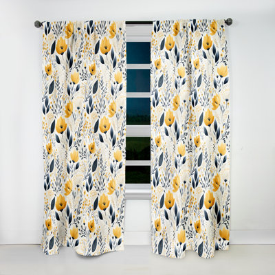 Motif floral jaune bohémien - panneaux de rideaux floraux