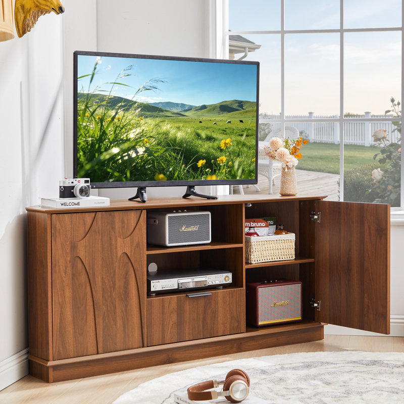 Meuble télé d'angle 57,9 po avec rangement, Brun