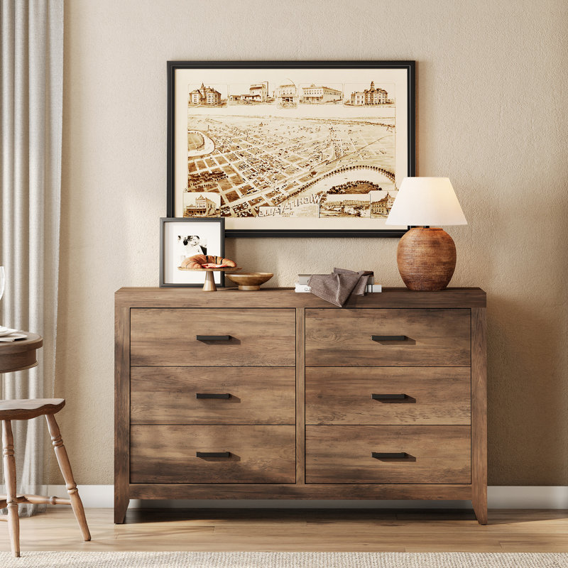Commode 53 po à 6 tiroirs de 53 po avec beaucoup d'espace de rangement
