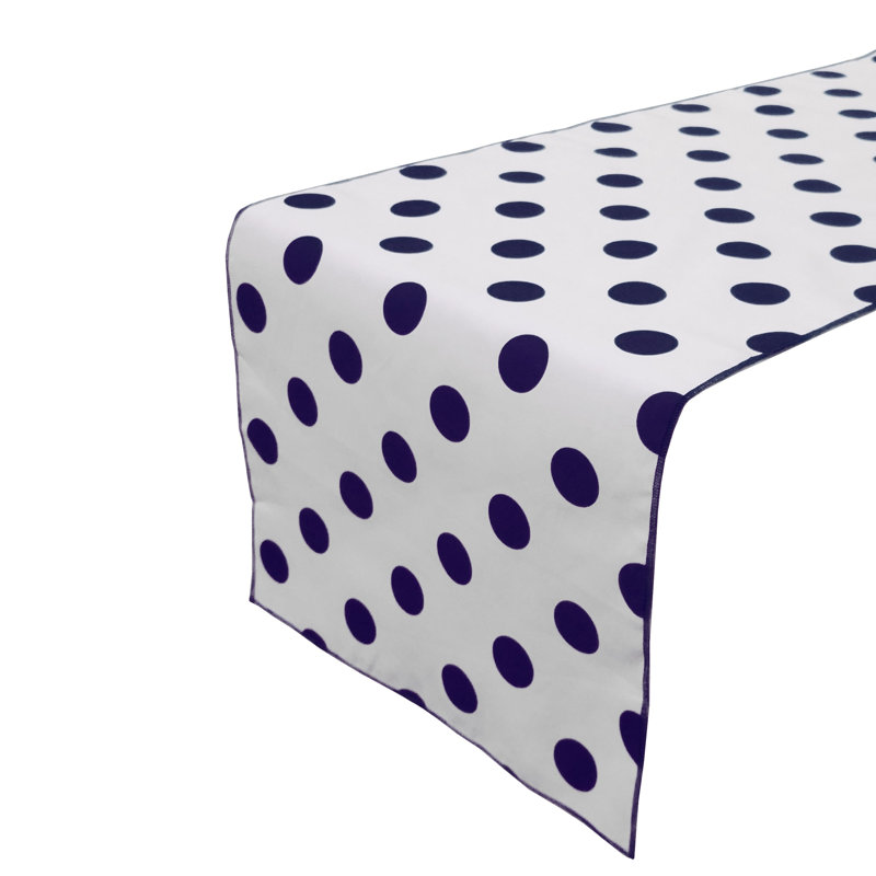 Chemin de table à pois, L 60 po x l 24 po, Bleu marine/blanc