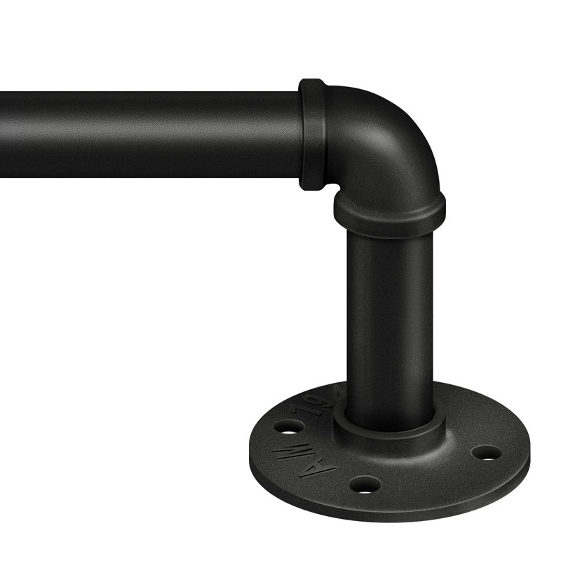 Tringle à rideaux industrielle ajustable noire résistante à la rouille Einstein, 32" - 168", Noir mat