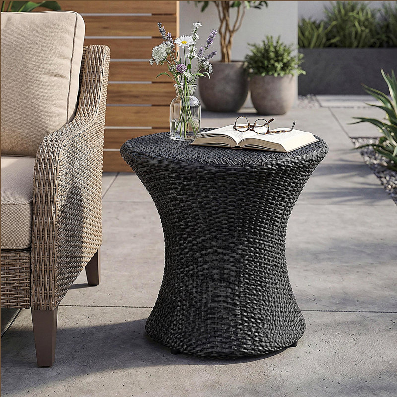 Rattan Table with No Glass Top, Black
