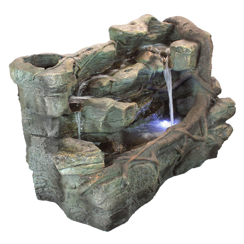 Fontaine en cascade avec lumières à DEL canyon à roches délacées