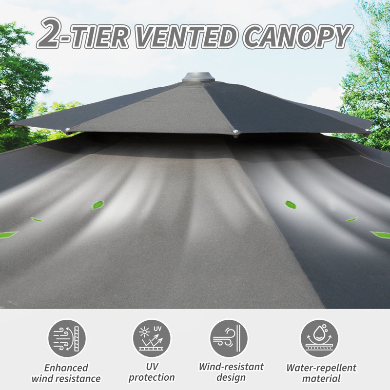 Dermont 127.95'' Cantilever Umbrella, Grey