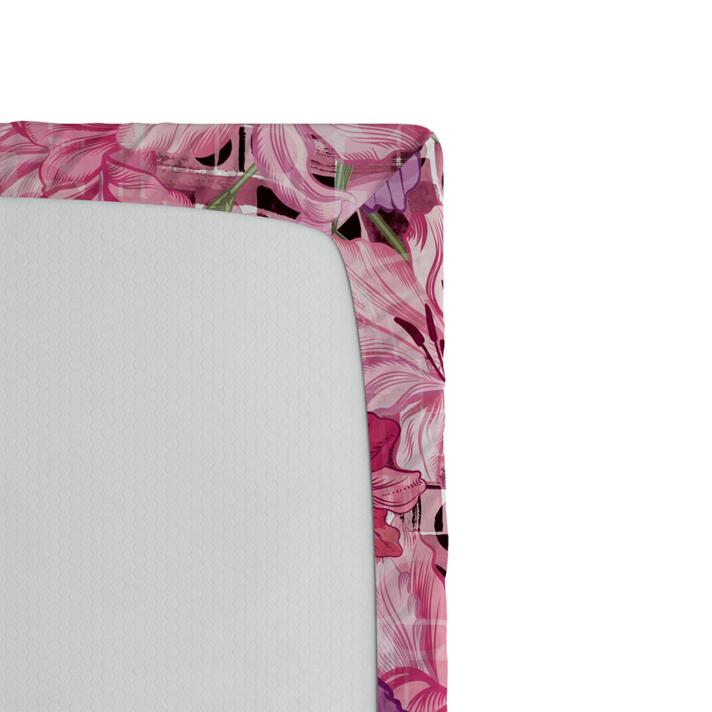 Drap-housse Ambesonne, Drap-housse très grand californien, Rose pastel / motif floral fuchsia