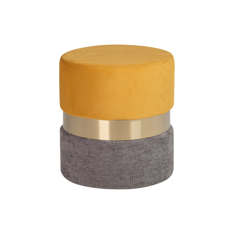 VELVET PUFF 40X40x44 CM, Yellow, Grey