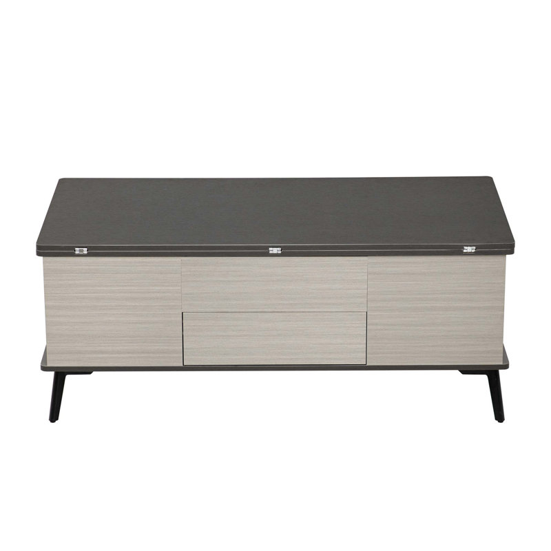 5 Pieces Lift Top Coffee Table Set With Storage Convertible Dining Table With Ottomans