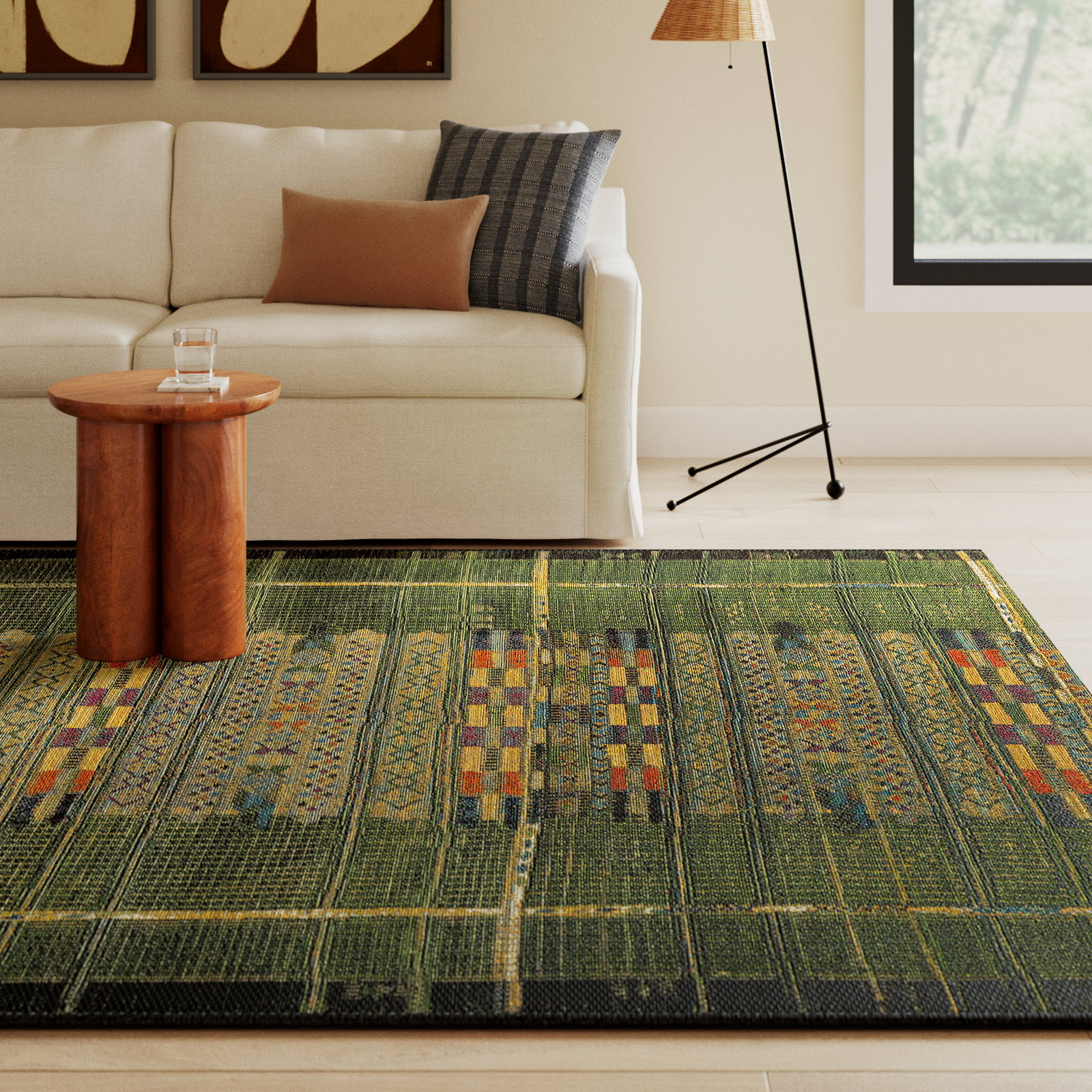 Sesena Multi-Colored Striped Outdoor Rug, Rectangle 7'10" x 9'10"