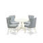 L'ensemble 5 pièces de table et chaises de cuisine comprend une table de salle à manger ronde avec piédestal et 4 chaises Parson en tissu bleu bébé, lin blanc-1998732283-1998732272-1998624643