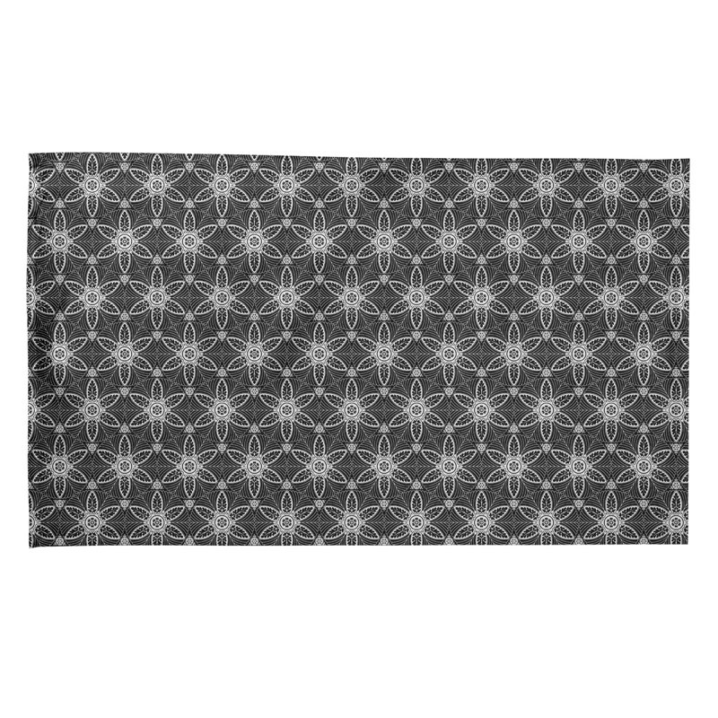 Serviette de thé à cercles ornés classiques Mcguigan, Gris / blanc, Sergé de coton